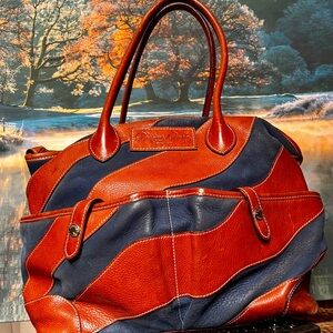 Dooney & Bourke Red and Blue Leather Tote